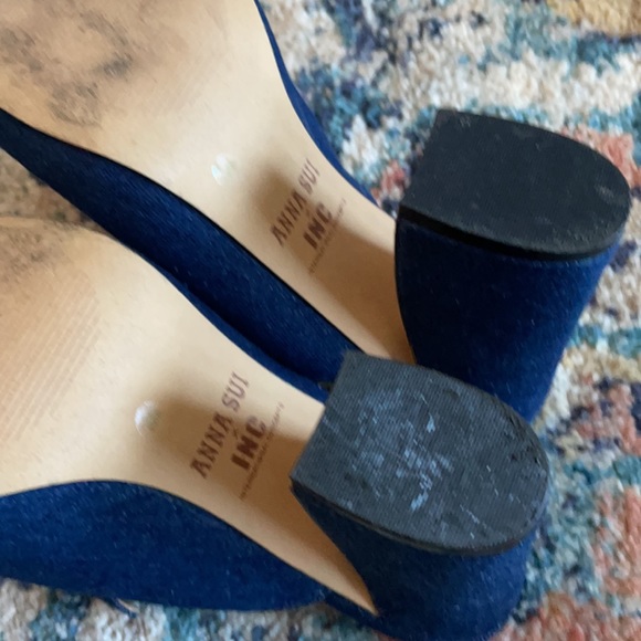 Anna Sui x INC International Concepts Floral Beaded Denim Jean Maddiee Mule Heel - Picture 7 of 8